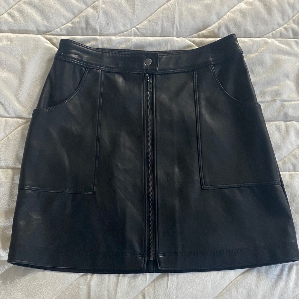 Social Tourist Black Faux Leather Mini Skirt